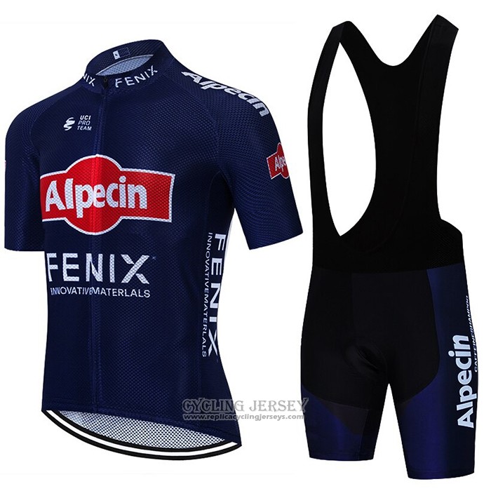 2021 Cycling Jersey Alpecin Fenix Deep Blue Short Sleeve And Bib Short